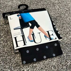 Hue Black Polka Dot Leggings - size L